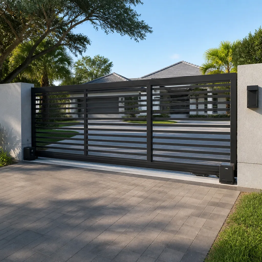 Sliding driveway gates